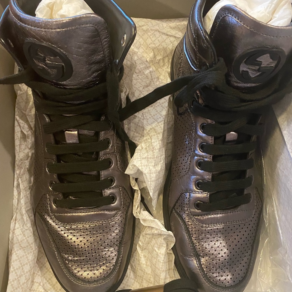 GUCCI HIGHTOP NAPA SILK ANTRACITE SNEAKERS 👟 🏆